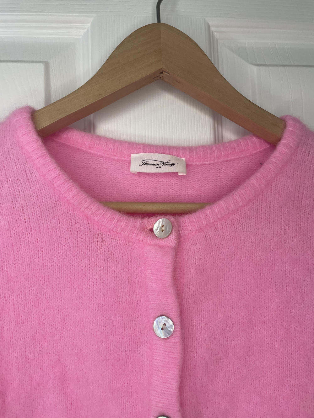 American Vintage Soft Pink Crewneck Button Cardigan Size S - Picture 9 of 14